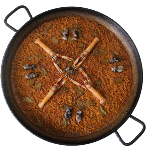 Fideuá de sepia, cigalas y tirabeques